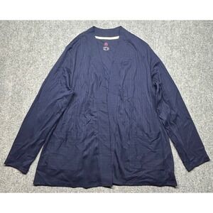 Isaac Mizrahi Live Cardigan Womens 2X Blue Open Front Short Sleeve Cotton New